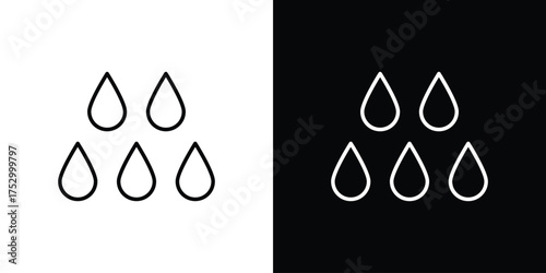 Water drop shape icon symbols in black illustrations set