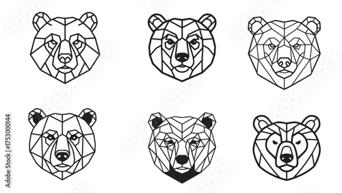 Bear head icons — bold geometric line design with triangles and circles