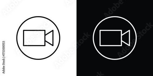 Video call icon symbols in black illustrations set