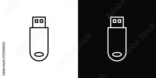USB icon symbols in black illustrations set