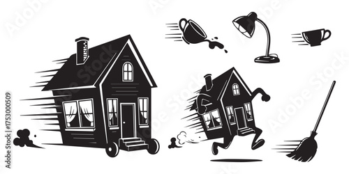 Fast Moving House Illustration Set
