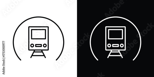 Subway icon symbols in black illustrations set