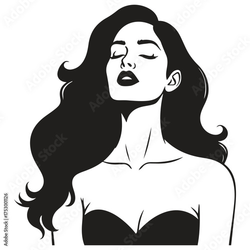 Elegant woman with flowing hair silhouette