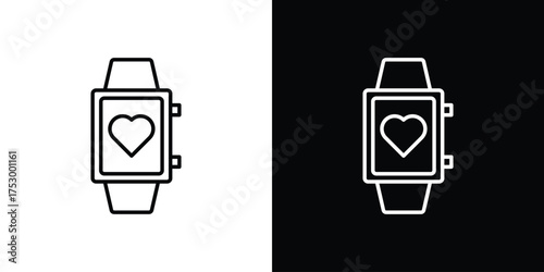 Smartwatch icon symbols in black illustrations set