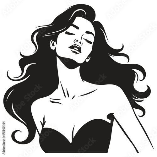 Elegant woman with flowing hair silhouette