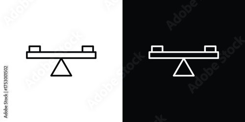 Seesaw icon symbols in black illustrations set