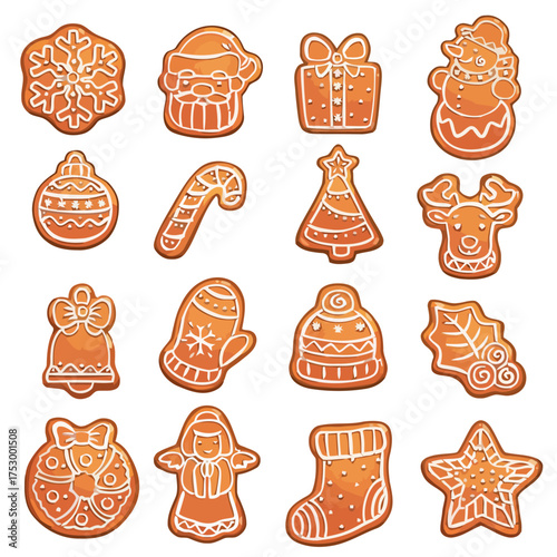 Gingerbread cookies, Christmas treat, pastry  Vector