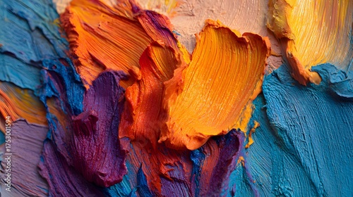 Bold and Vibrant Oil Paint Texture on Canvas in Rich Colors