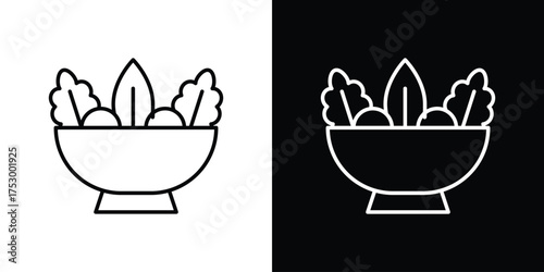 Salad icon symbols in black illustrations set