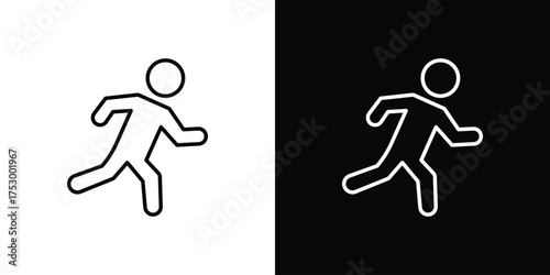 Running icon symbols in black illustrations set