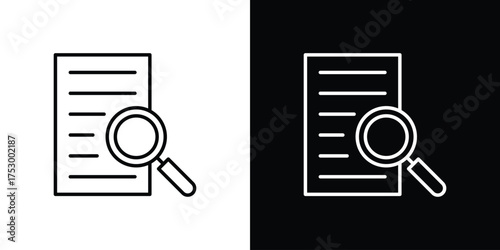 Research icon symbols in black illustrations set