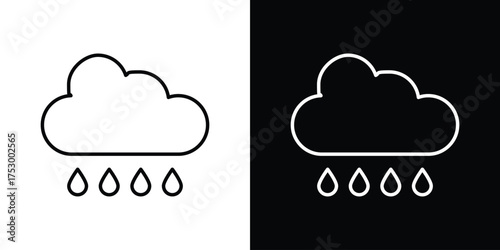 Rain icon symbols in black illustrations set