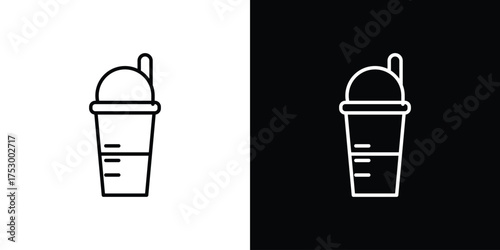 Protein shake icon symbols in black illustrations set