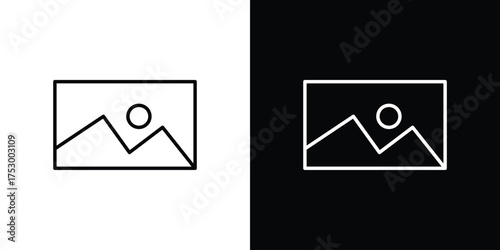 Picture icon symbols in black illustrations set