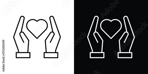 Philanthropy icon symbols in black illustrations set