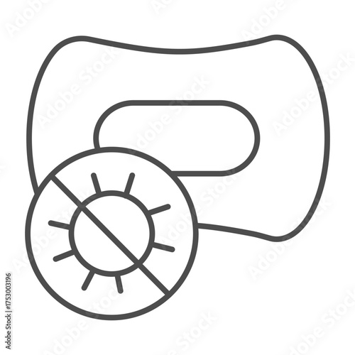 Regular soap and bacteria ban thin line icon, antibacterial agent concept. Vector graphics. Soap sign on white background, outline style icon for mobile or web design.
