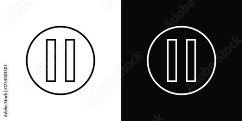 Pause button icon symbols in black illustrations set
