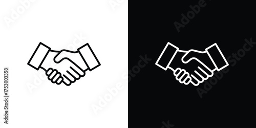 Partnership icon symbols in black illustrations set