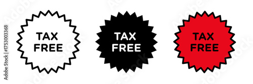Tax free icon isolated on white background with stroke, filled and colored concept for web design.