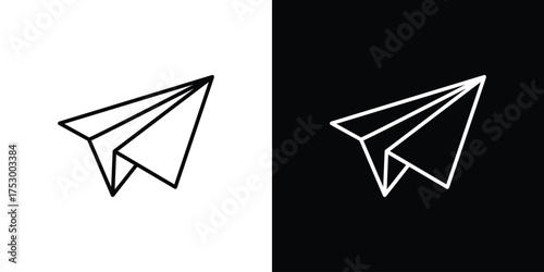 Paper plane icon symbols in black illustrations set