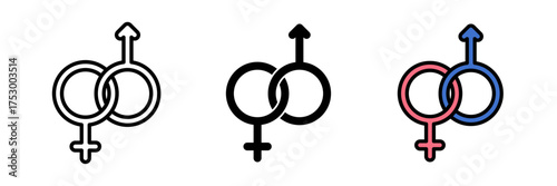 Unisex icon vector symbols in stroke, filled and colored concept for web design.