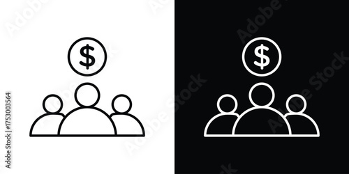Mutual funds icon symbols in black illustrations set