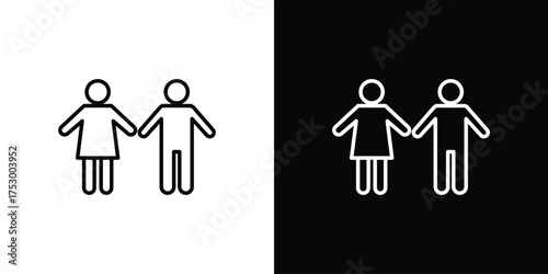 Man and woman icon symbols in black illustrations set
