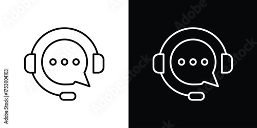 Live chat icon symbols in black illustrations set