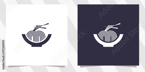 noodle with chopstick logo design