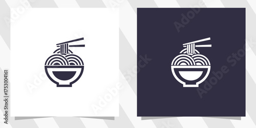noodle with chopstick logo design