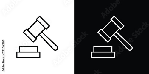 Law icon symbols in black illustrations set