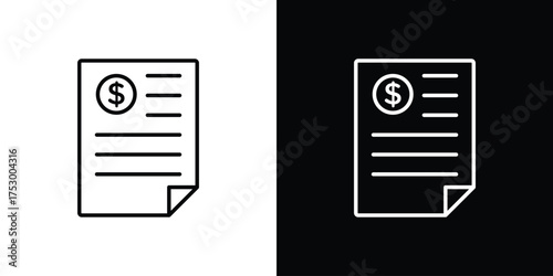 Invoice icon symbols in black illustrations set