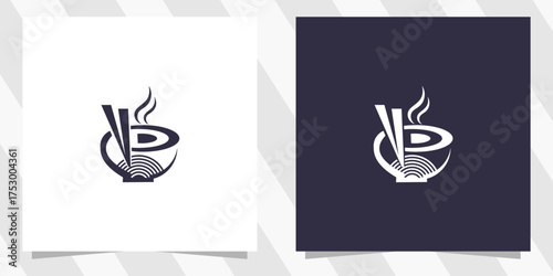 noodle with chopstick logo design
