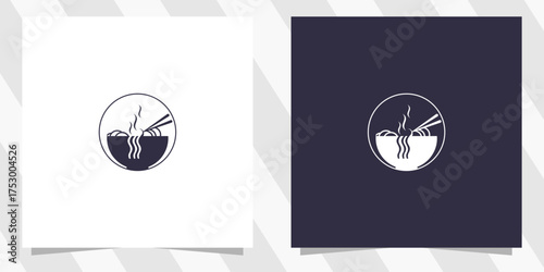 noodle with chopstick logo design