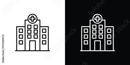 Hospital icon symbols in black illustrations set