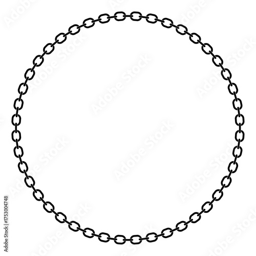 A round chain border forming a perfect circle with interlocked metal links