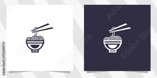noodle with chopstick logo design