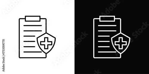 Health insurance icon symbols in black illustrations set