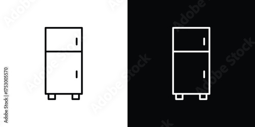 Fridge icon symbols in black illustrations set