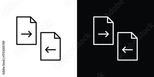 File transfer icon symbols in black illustrations set