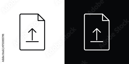 File upload icon symbols in black illustrations set