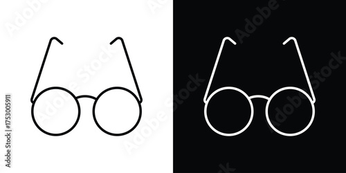 Eye glasses icon symbols in black illustrations set