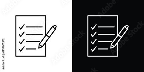 Exam icon symbols in black illustrations set