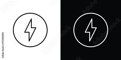 Electricity icon symbols in black illustrations set