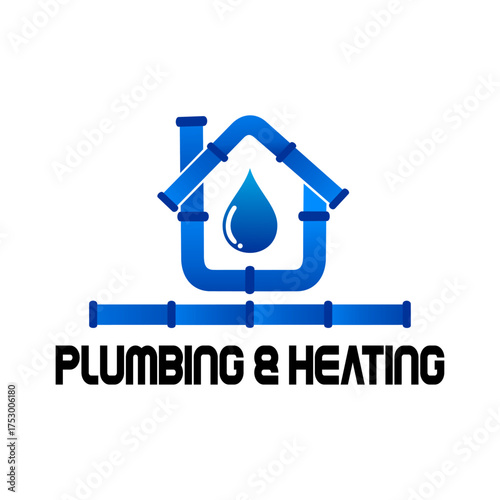 Home installation plumbing logo design and water symbol