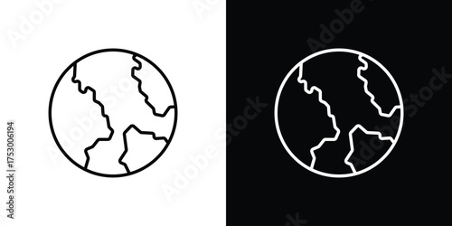 Earth icon symbols in black illustrations set