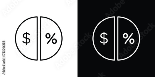 Dividend icon symbols in black illustrations set