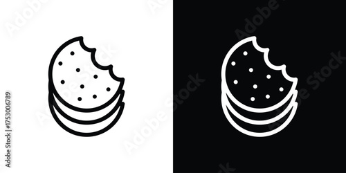 Cookie icon symbols in black illustrations set