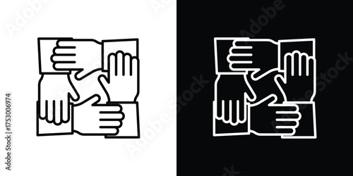 Collaboration icon symbols in black illustrations set