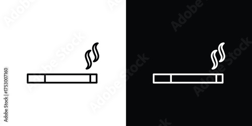 Cigarette icon symbols in black illustrations set